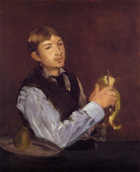 Young Man Peeling a Pear