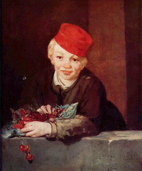 Boy with cherries